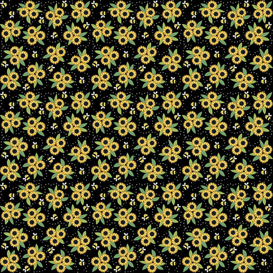 Sunny Honey by Makower - Sunflowers black