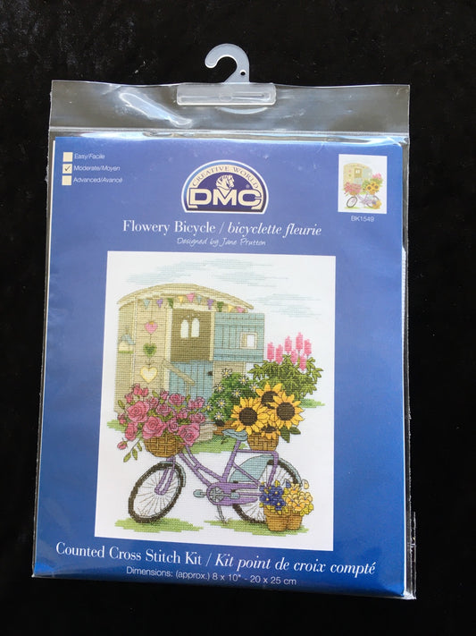 DMC Flowery Bicycle cross stitch kit image 0
