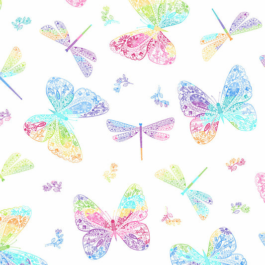 Rainbow Butterflies - White image 0