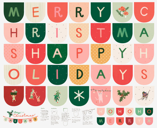 Tiny Christmas by Lizzie House for Moda - bunting panel