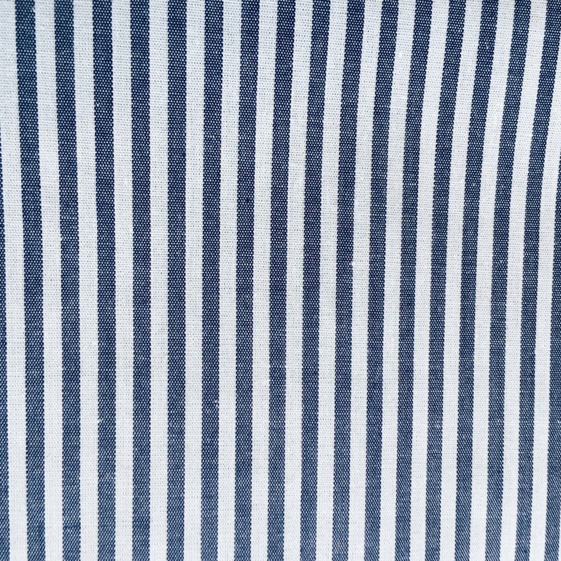 100% Cotton striped shirt fabric blue on white image 0
