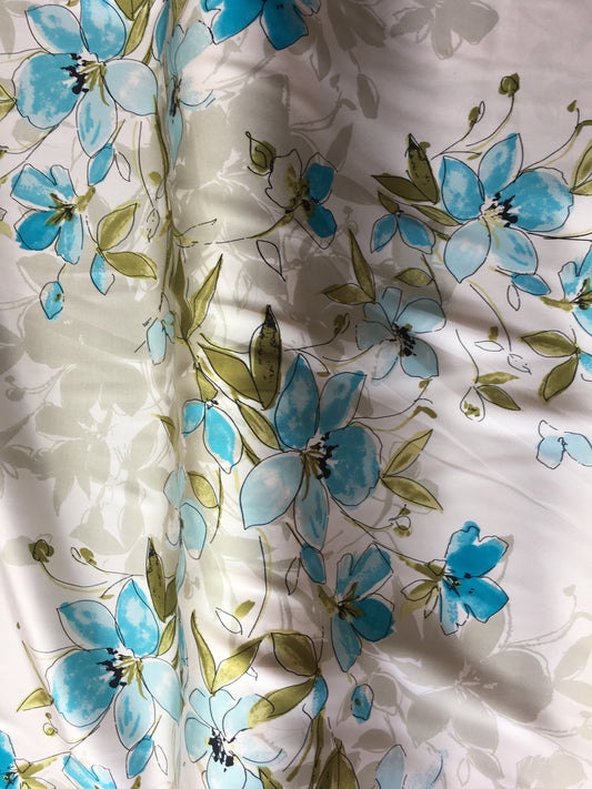 John Kaldor  blue/ivory floral satin image 0