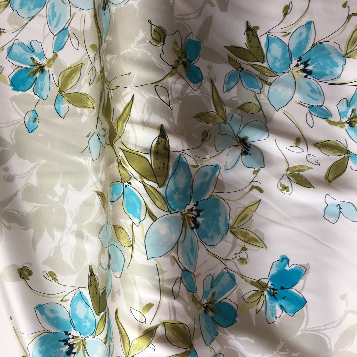 John Kaldor blue/ivory floral satin image 0
