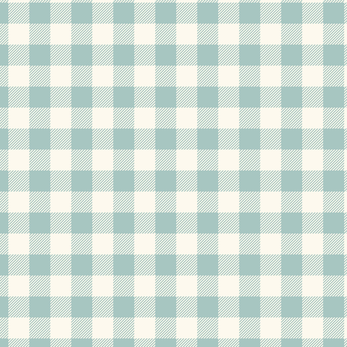 Country Comforts - duck egg buffalo check flannel by Lewis and Irene