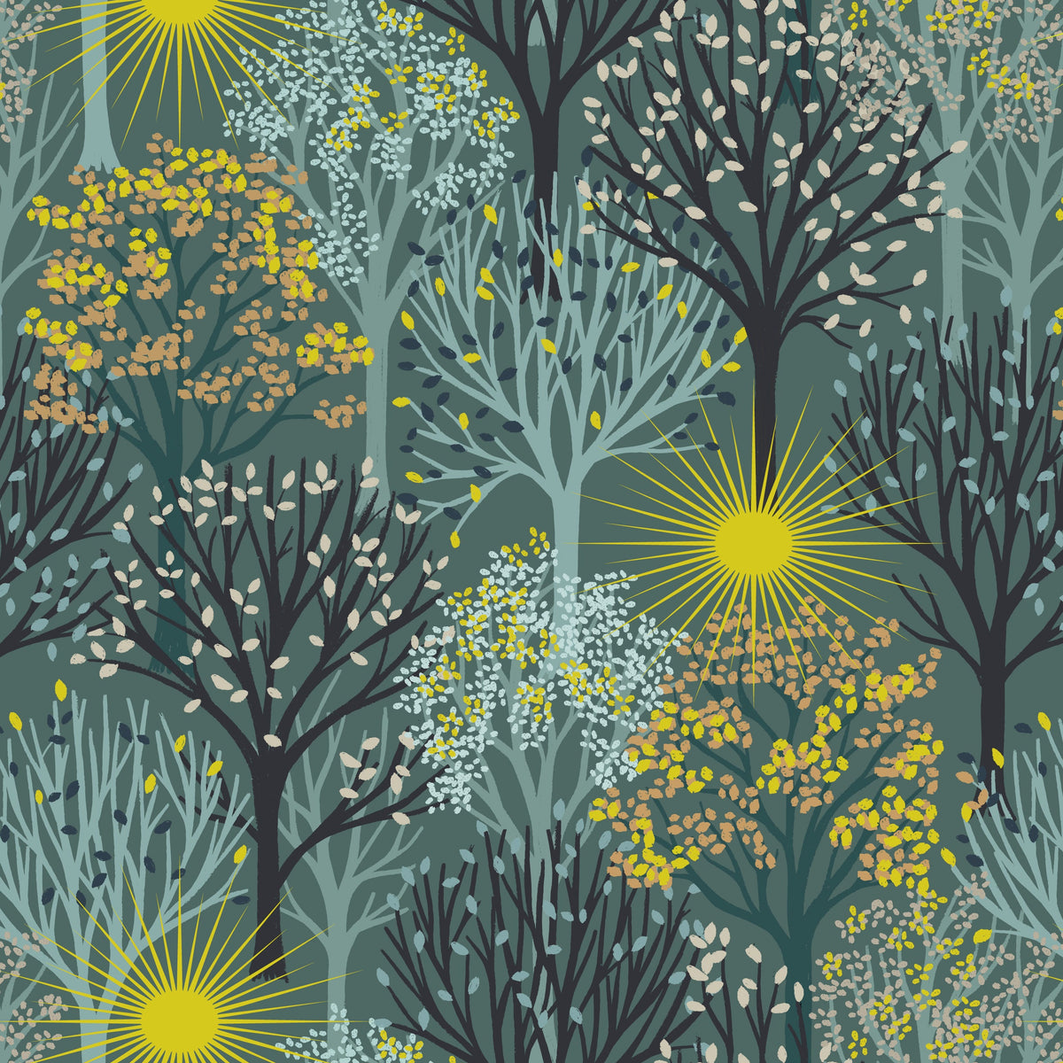 Winter Solstice Trees by Lewis and Irene - teal