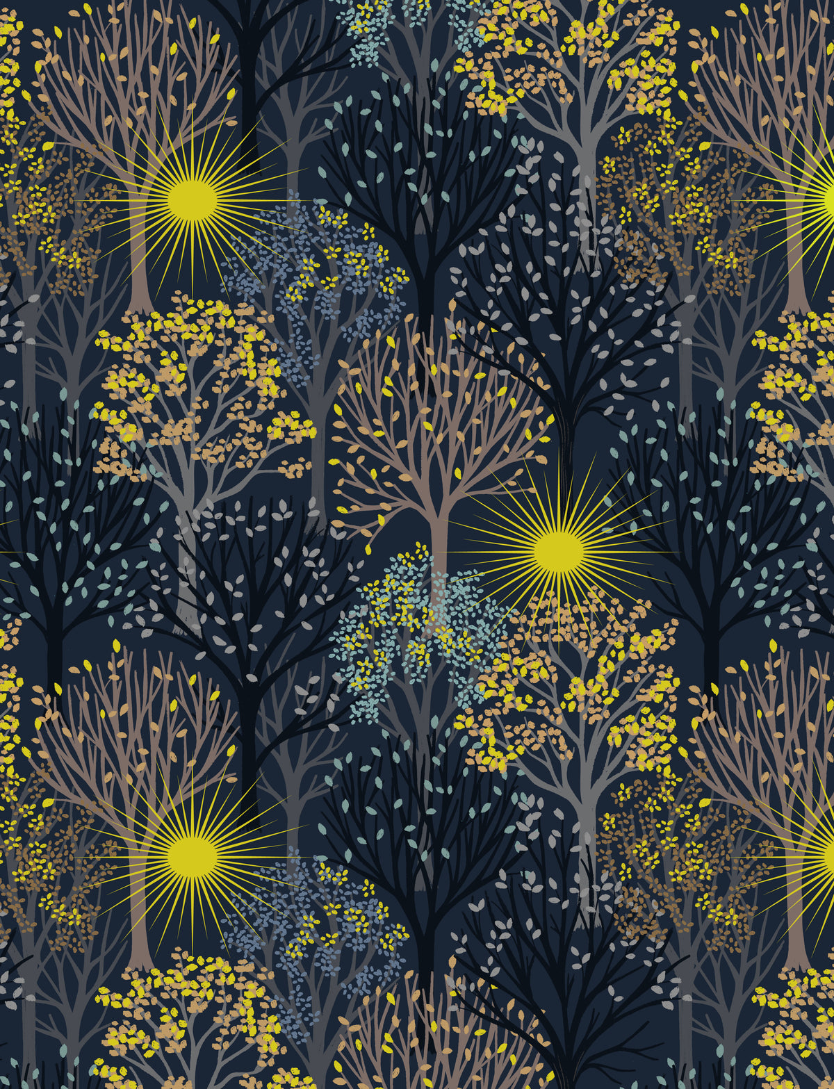 Winter Solstice Trees - Midnight blue