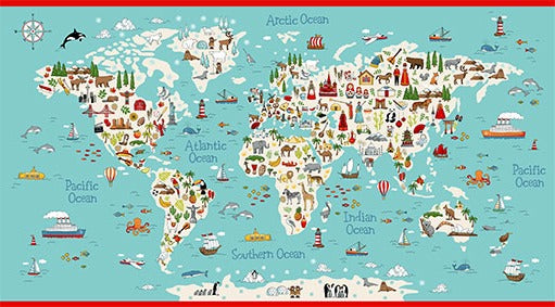 Around the world map panel image 0