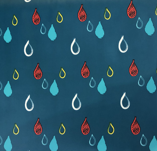 Teal Raindrop design raincoat fabric image 0