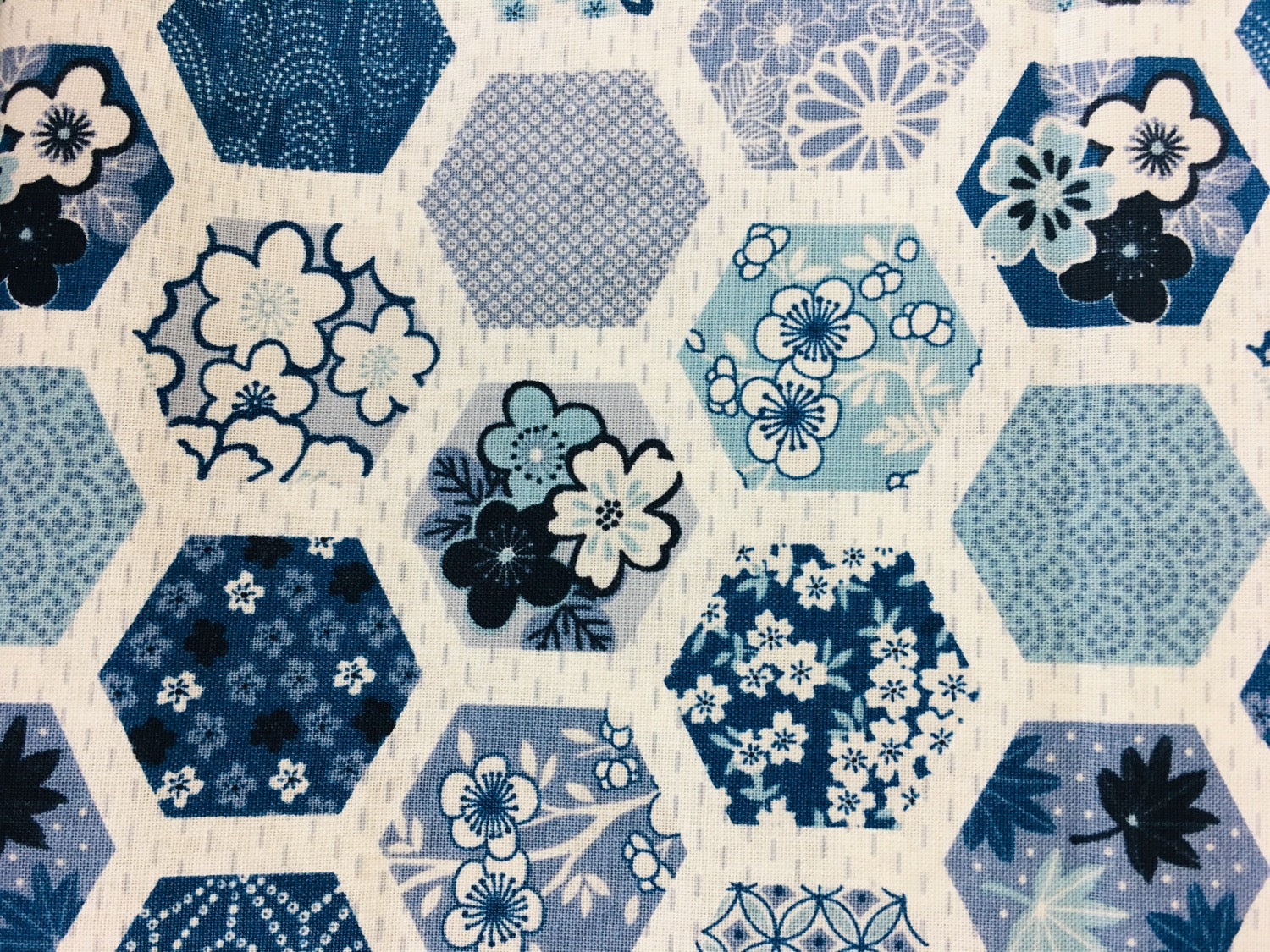 Makower Indigo Hexagons image 0