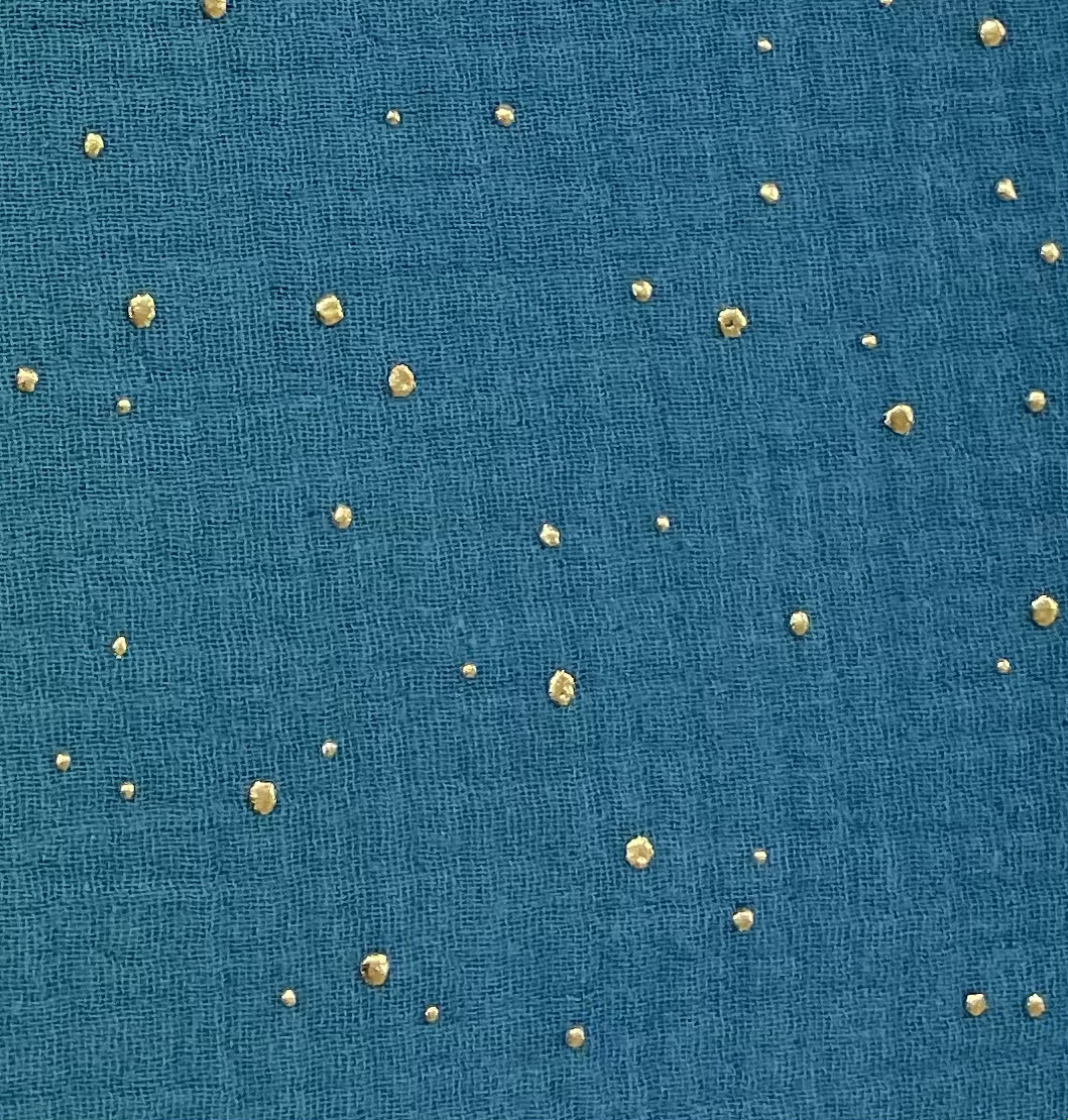 Double gauze with gold spots 100% Cotton , Teal only  image 0