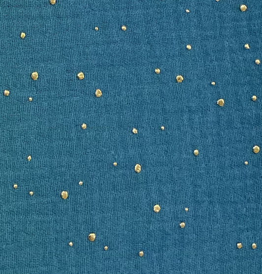 Double gauze with gold spots 100% Cotton , Teal only  image 0