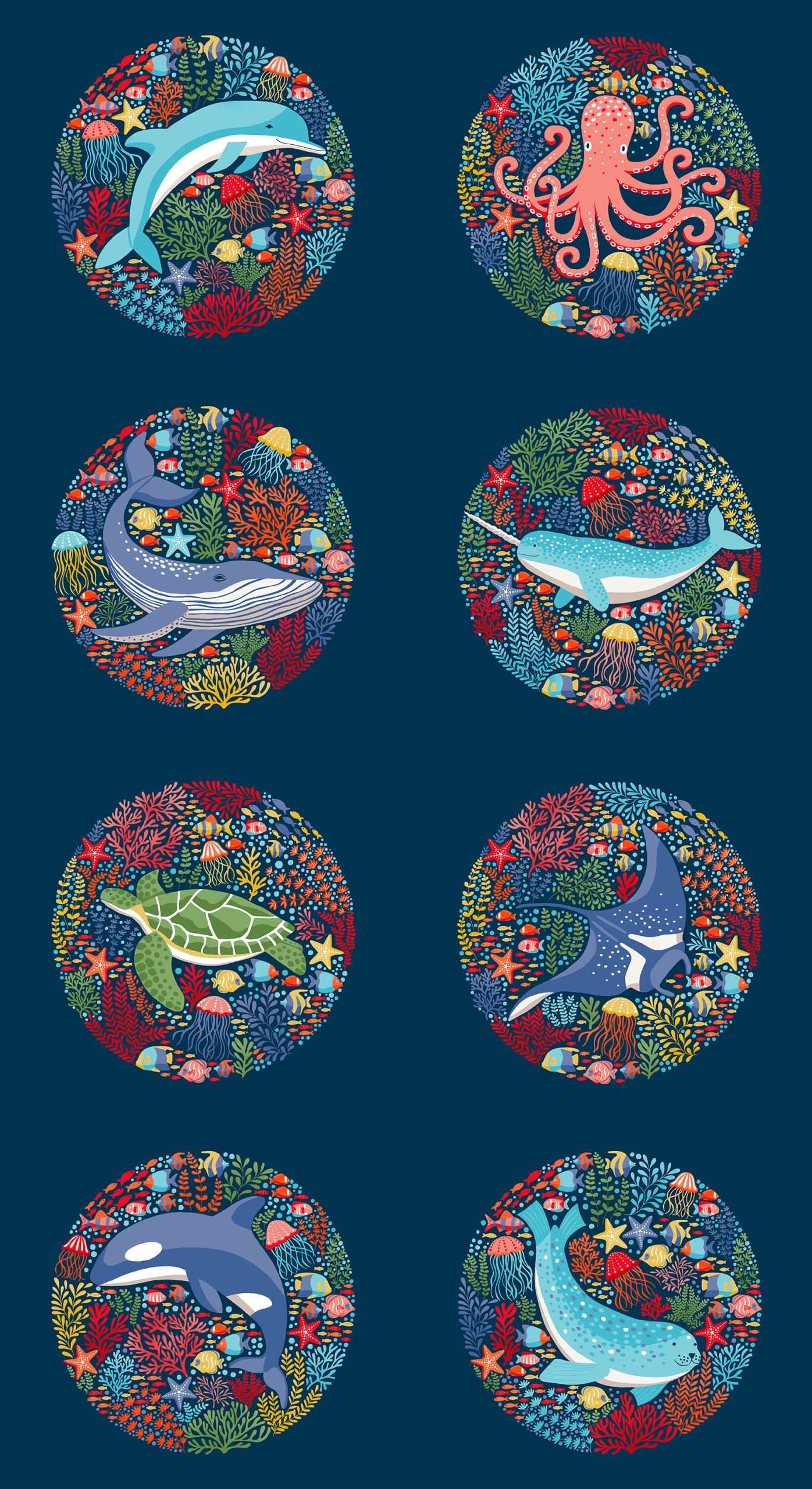 Deep Blue Sea Panel Blue