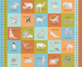 Animal Park Fun ABC Panel by Stacy Iest Hsu for Moda