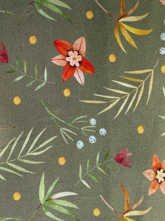 Green floral organic jersey image 0