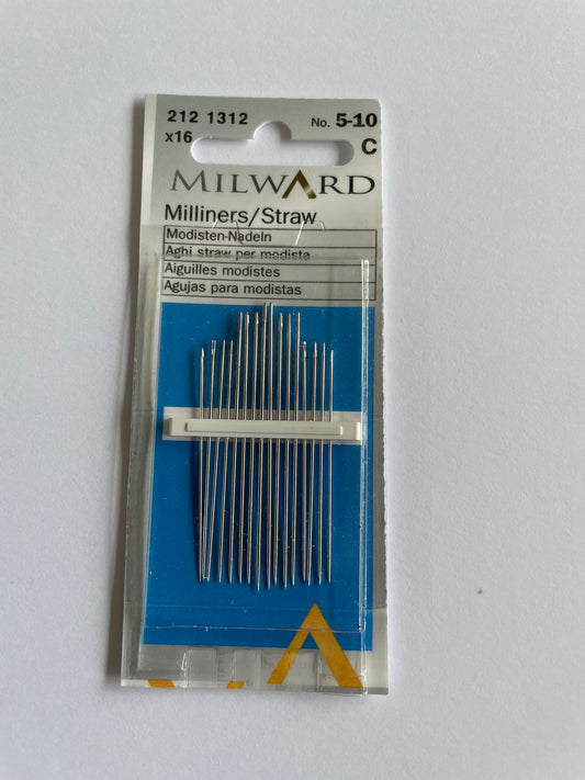 Millinery needles by Milward sizes 5-10