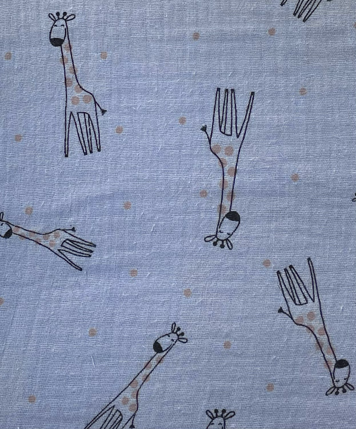 Double gauze light blue with giraffes image 0