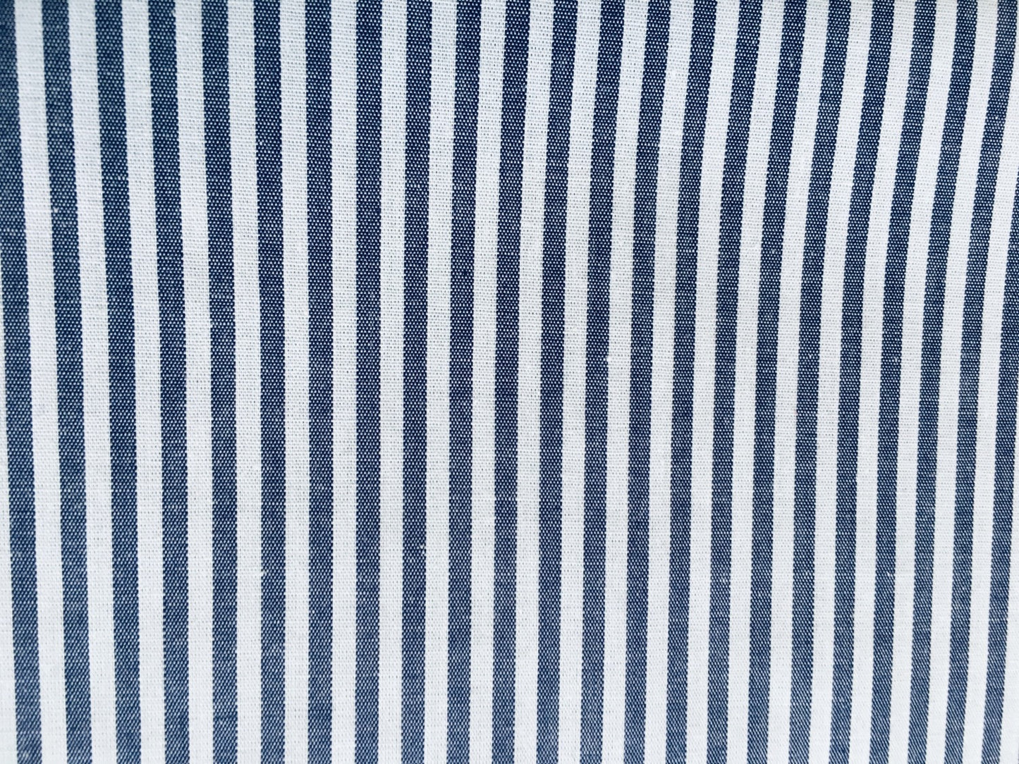 100% Cotton striped shirt fabric blue on white image 0