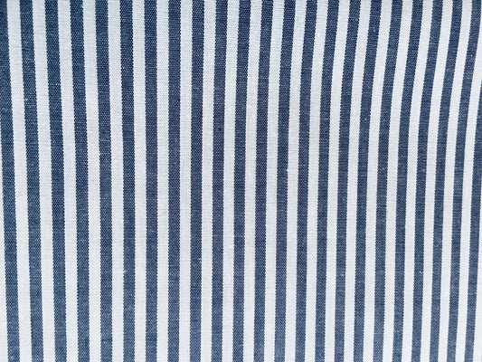100% Cotton striped shirt fabric blue on white image 0