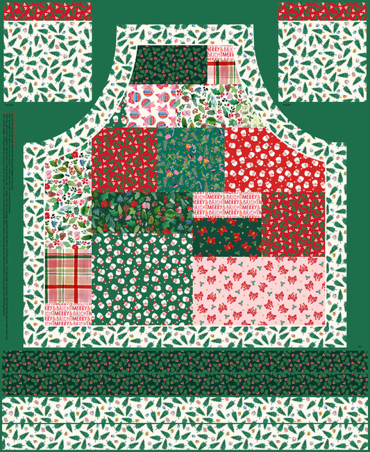 Merry Happy Christmas Apron Panel for Lewis and Irene