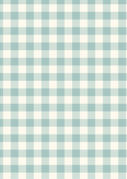 Country Comforts - duck egg buffalo check flannel by Lewis and Irene