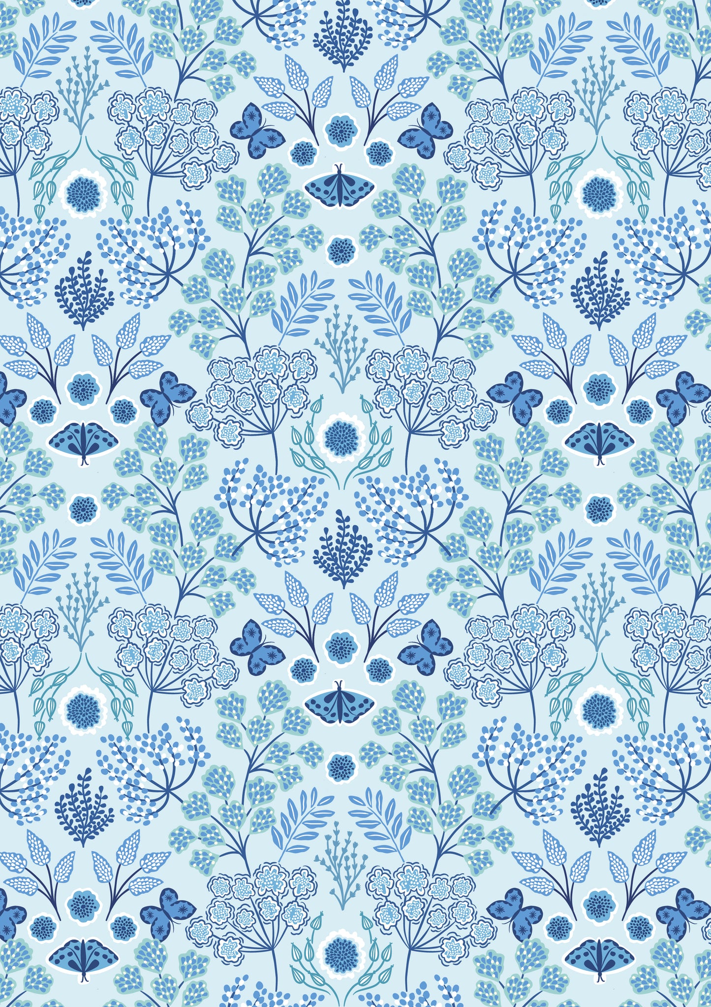 Jardin de' hiver on light blue Flannel by Lewis and Irene