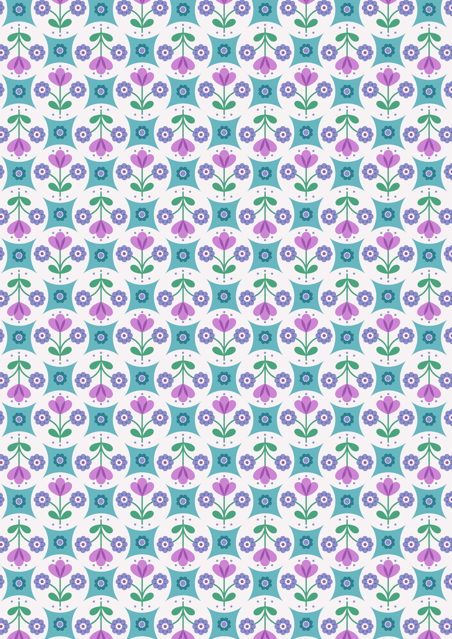 Boho Blooms Blue Flower Circles by Lewis and Irene