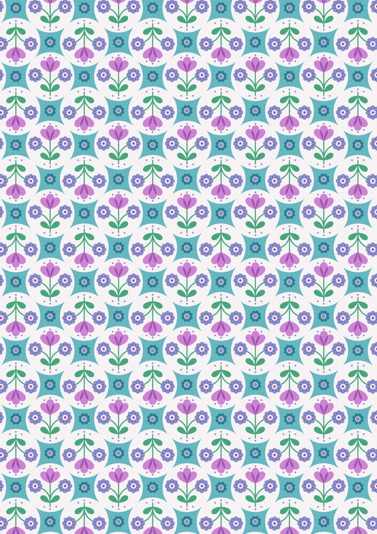 Boho Blooms Blue Flower Circles by Lewis and Irene