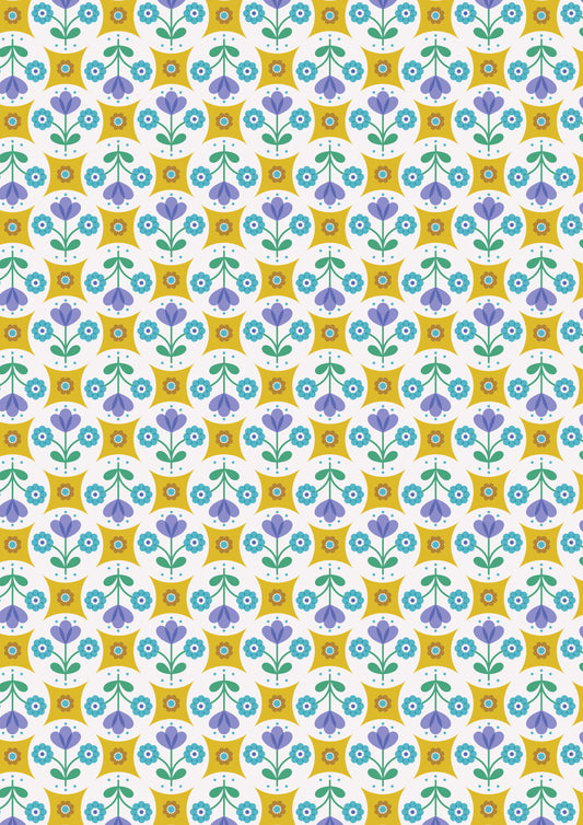 Boho Blooms Yellow and Blue Flowers by Lewis and Irene