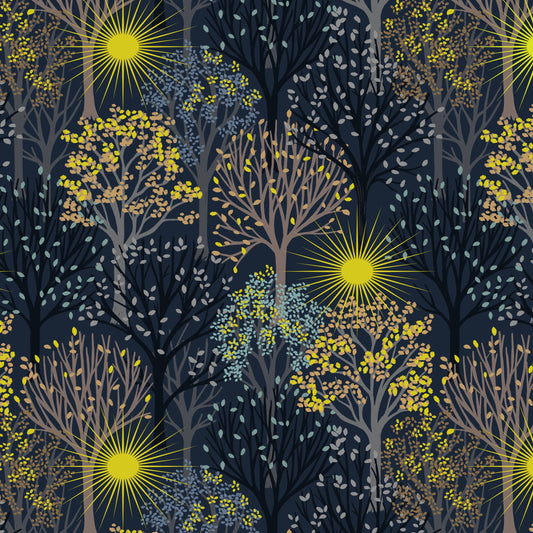 Winter Solstice Trees - Midnight blue